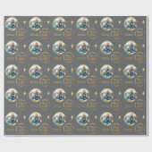 メリー&明るいカスタム写真 – 金ゴールドとグレー ラッピングペーパー (フラット)