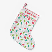 メリー+明るいクリスパーソナライズされたマスストッキング スモールクリスマスストッキング (正面 (吊り時))