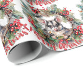 メリー&明るいクリスマスの喜び。クリスマス. ラッピングペーパー (ロールコーナー)