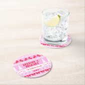 メリー&明るいクリスマスセーターピンクと赤 ラウンドペーパーコースター (インサイチュ)