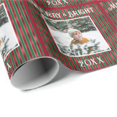 メリー&明るいフォトレッドグリーンメタリック ラッピングペーパー (ロールコーナー)