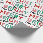 メリー&明るいモダンシンプル名の繰り返しパターン ラッピングペーパー (角)