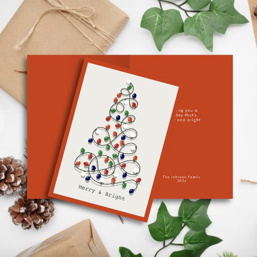 メリー&明るいヴィンテージライトオレンジ色のクリスマス シーズンカード