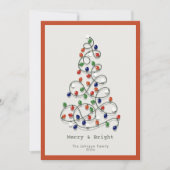 メリー&明るいヴィンテージライトオレンジ色のクリスマス シーズンカード (正面)