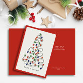 メリー&明るいヴィンテージライトレッドクリスマス シーズンカード