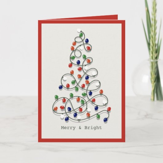 メリー&明るいヴィンテージライトレッドクリスマス シーズンカード (正面)