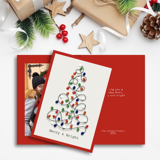 メリー&明るいヴィンテージライト赤い写真 シーズンカード