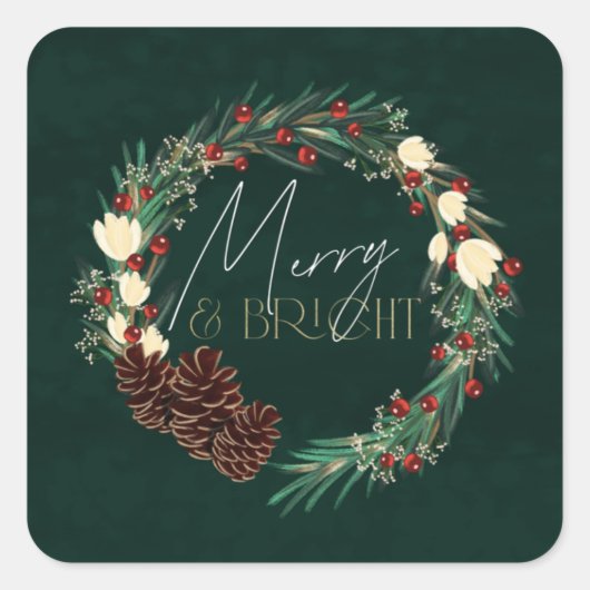 メリー&明るい季節の正方形ステッカー スクエアシール (正面)