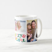 メリー&明るい愛らしい家族のクリスマスフォト コーヒーマグカップ (正面右)