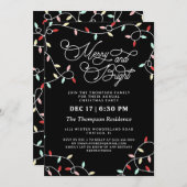 メリー&明るい文字列ライトクリスマスパーティー 招待状 (正面/裏面)