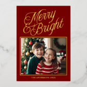 メリー&明るい書道赤い写真 箔シーズンカード (正面)