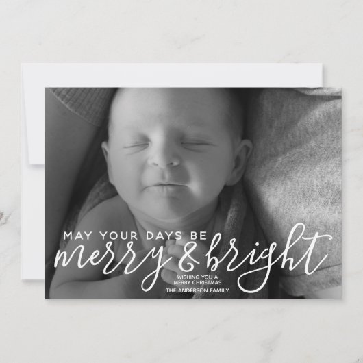 メリー&明るい書道 – 全水平フォト シーズンカード (正面)