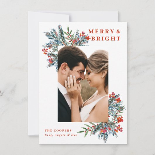 メリー&明るい果実と枝の写真カード 招待状 (正面)