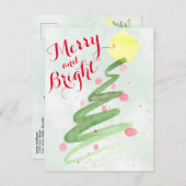 メリー&明るい水の色クリスマスツリー写真 シーズンポストカード (正面/裏面)