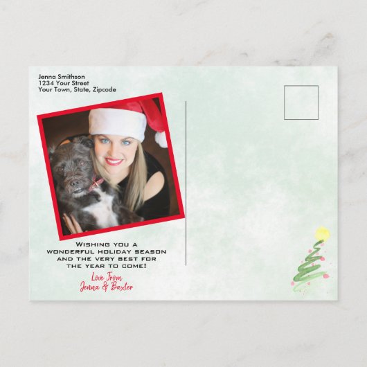 メリー&明るい水の色クリスマスツリー写真 シーズンポストカード (裏面)