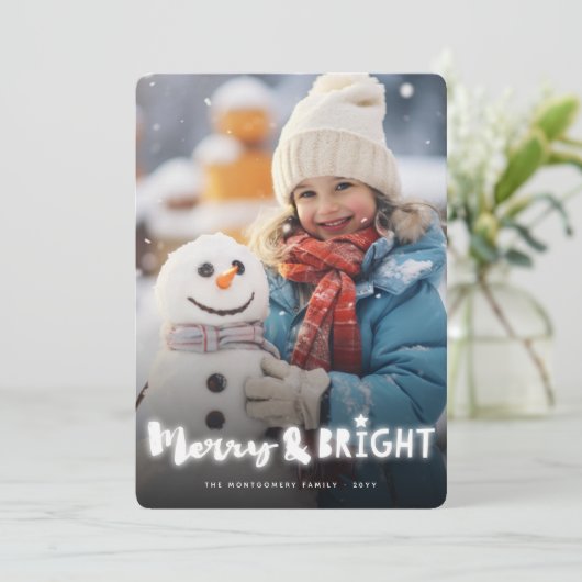 メリー&明るい白い輝き魔法のクリスマスフォト シーズンカード (スタンド正面)