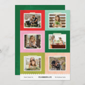 メリー&明るい色のブロック休日のフォトカード シーズンカード (正面/裏面)