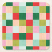メリー&明るい色ブロック スクエアペーパーコースター (正面)