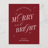 メリー&明るい赤のスクリプト非フォトクリスマス シーズンポストカード (正面)