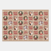 メリー&明るい4枚の写真クリスマモダンス ラッピングペーパーシート (正面)