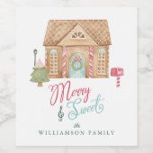 メリー&甘いおもしろい水色ジンガーブレッドタウン ワインラベル (シングルラベル)