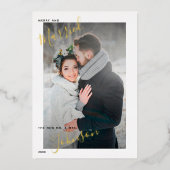 メリー&結婚したほこりっぽい冬の結婚式の写真 箔シーズンカード (正面)