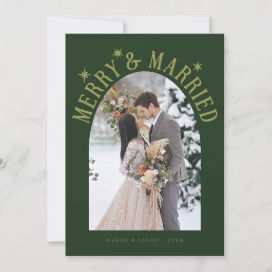 メリー&結婚したアーチ新着写真グリーン シーズンカード (正面)