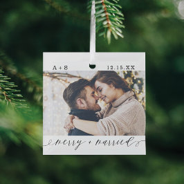 メリー&結婚したエレガントScriptの結婚写真 ガラスオーナメント