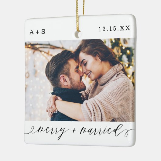 メリー&結婚したエレガントScriptの結婚写真 セラミックオーナメント (左)