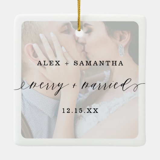 メリー&結婚したエレガントScriptの結婚写真 セラミックオーナメント (裏面)