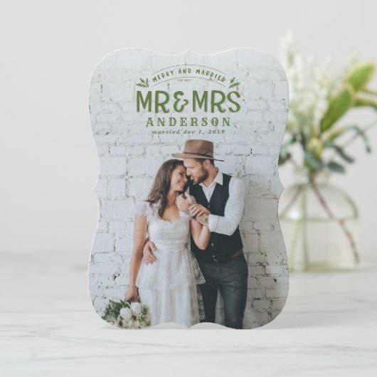 メリー&結婚したクリスマス結婚の写真カード シーズンカード (スタンド正面)