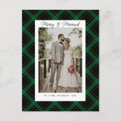 メリー&結婚したタータンチェックPlaid Christmas写真 シーズンポストカード (正面)