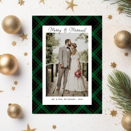 メリー&結婚したタータンチェックPlaid Christmas写真 シーズンポストカード
