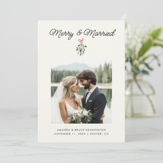 メリー&結婚したパーソナライズされた新結婚婚 シーズンカード (スタンド正面)