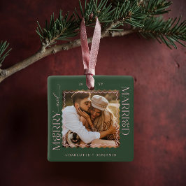 メリー&結婚したモダンミニマルWavy Photo Keepsake セラミックオーナメント