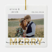メリー&結婚した初めてのクリスマス結婚の写真 セラミックオーナメント (裏面)
