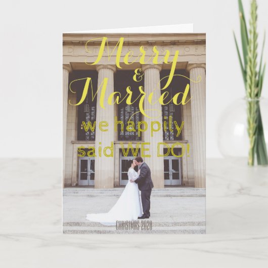 メリー&結婚した威厳のある金ゴールド・スクリプト シーズンカード (正面)