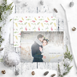 メリー&結婚した金ゴールドの結婚写真 箔シーズンカード