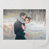 メリー&結婚した金ゴールドの結婚写真 箔シーズンカード (正面)