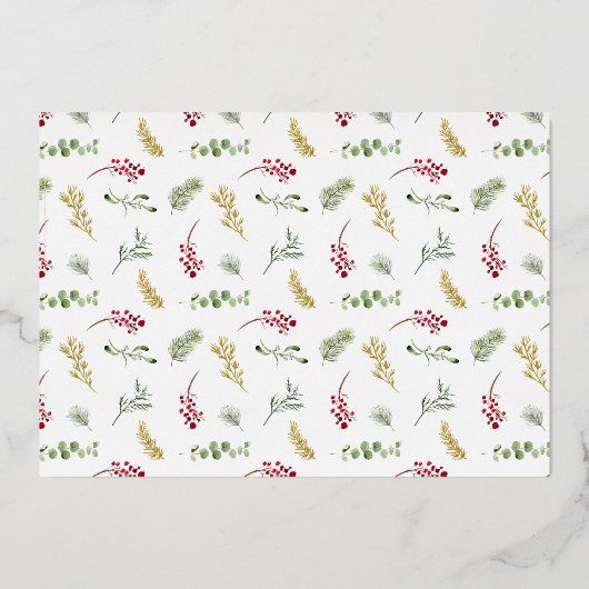 メリー&結婚した金ゴールド冬の結婚式の写真 箔シーズンカード (裏面)