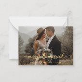 メリー&結婚した,金ゴールド書シ結婚ック ノートカード (正面)