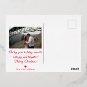 メリー&結婚した,金ゴールド書道2結婚の写真 箔シーズンポストカード (裏面)