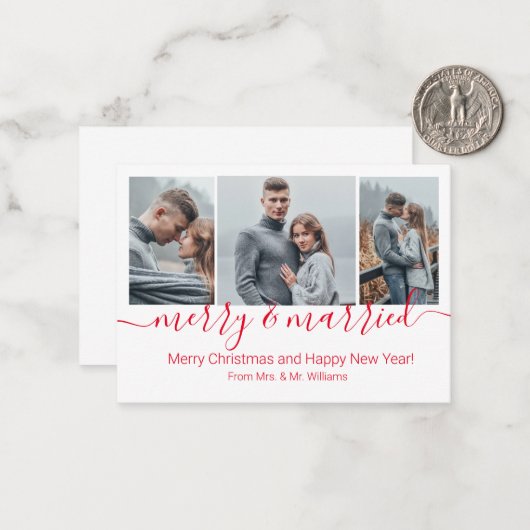 メリー&結婚した, 3枚の写真を集めて新婚の休日 ノートカード (正面/裏面インサイチュ)