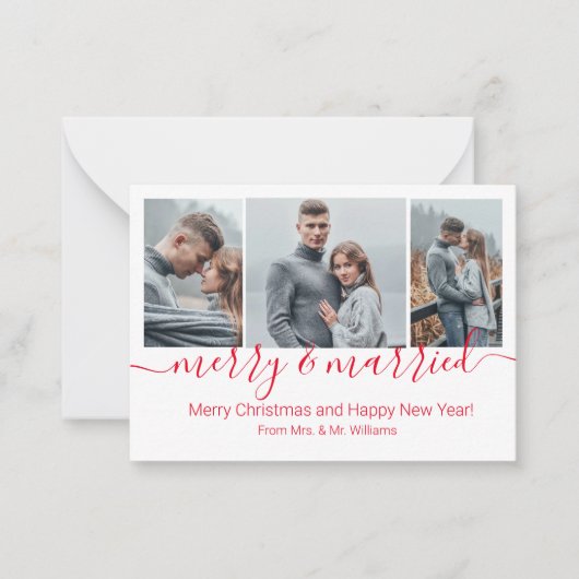 メリー&結婚した, 3枚の写真を集めて新婚の休日 ノートカード (正面)