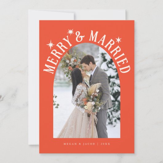 メリー&結婚した Arch新着写真レッド シーズンカード (正面)