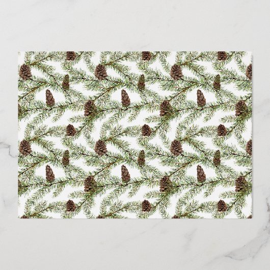 メリー&結婚した Winter Fir Coneの結婚写真 箔シーズンカード (裏面)