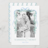メリー&結婚したGrandmillenial Blueクリスマスカード シーズンカード (正面/裏面)