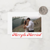 メリー &、結婚したnewlyweds photo red script ノートカード (正面/裏面インサイチュ)