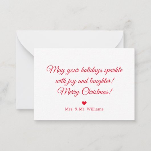 メリー &、結婚したnewlyweds photo red script ノートカード (裏面)
