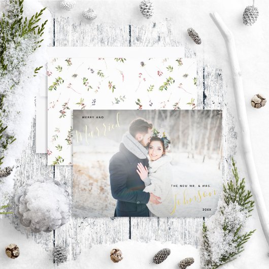 メリー&結婚したWinter Berry結婚の写真 箔シーズンカード